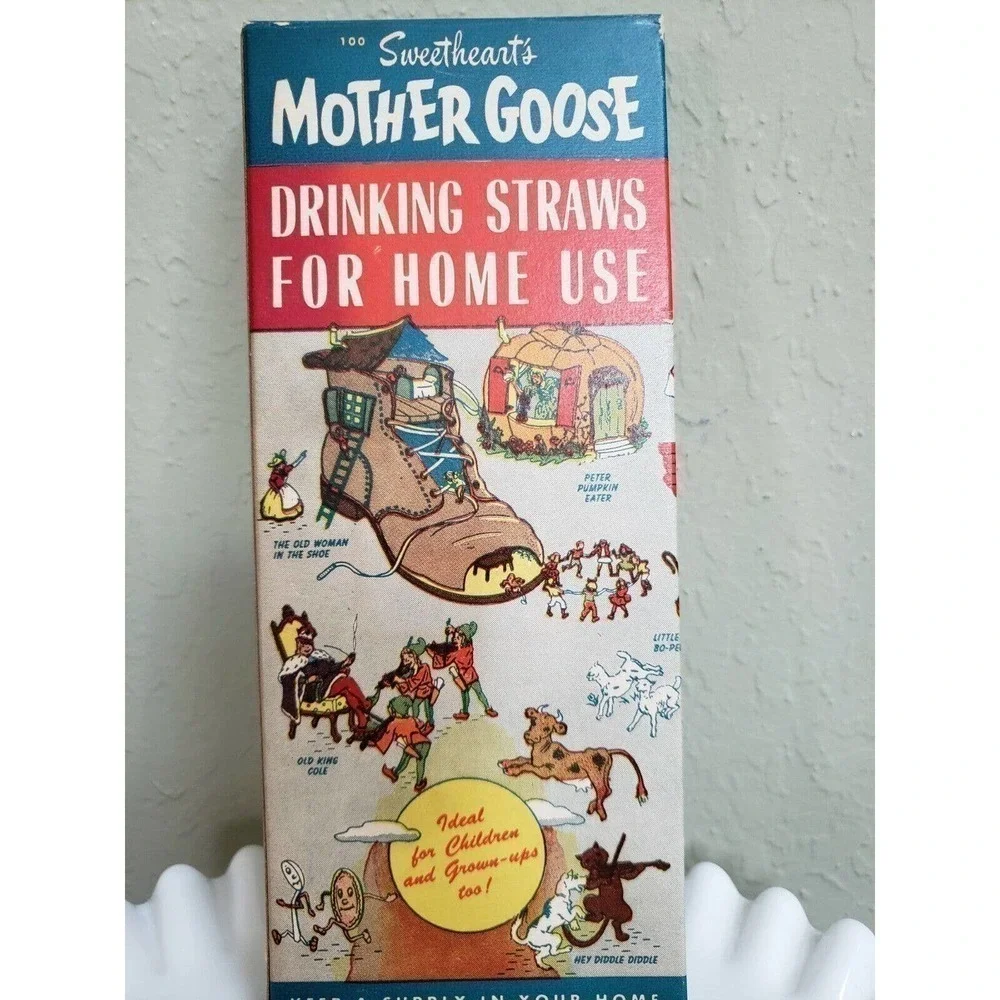 Maryland Paper Products Vintage Mother Goose Drinking Straws  1950s Collectible